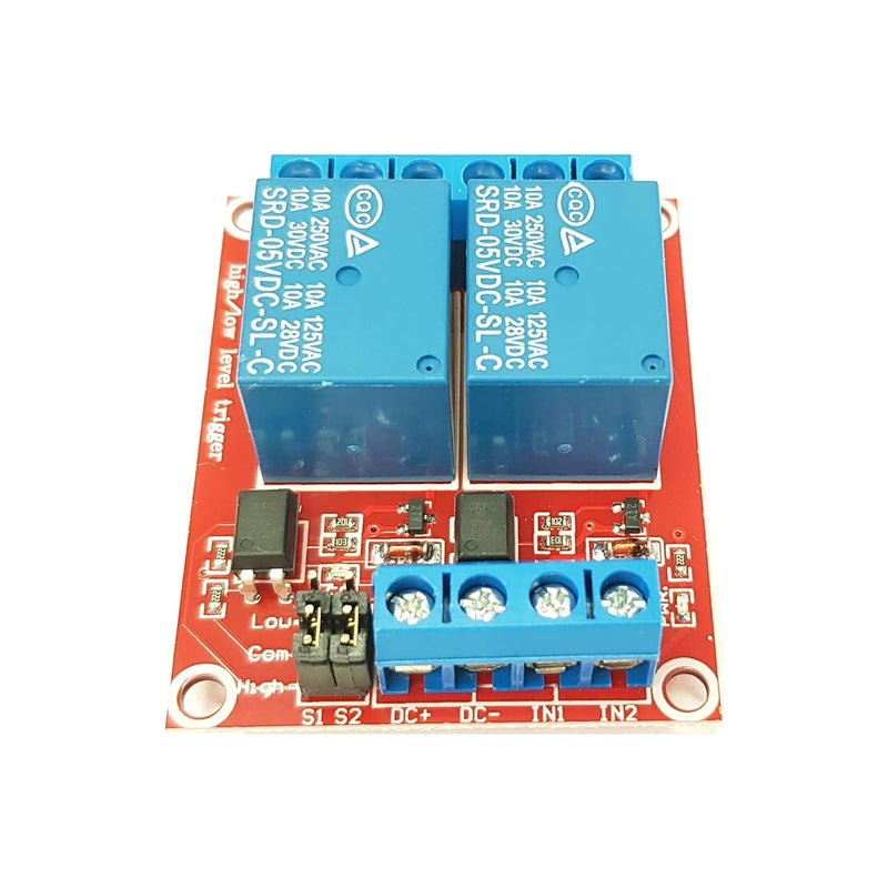 DIYables وحدة ريليه 2 قناة 5 فولت لأردوينو، ESP32، ESP8266، Raspberry Pi – عزل بصري، تفعيل عالي/منخفض – 2 قطع - Image 2
